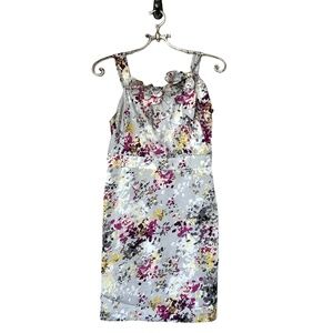 -Ann Loft Floral Watercolor Lined Sleeveless Sheath Dress Size 2P